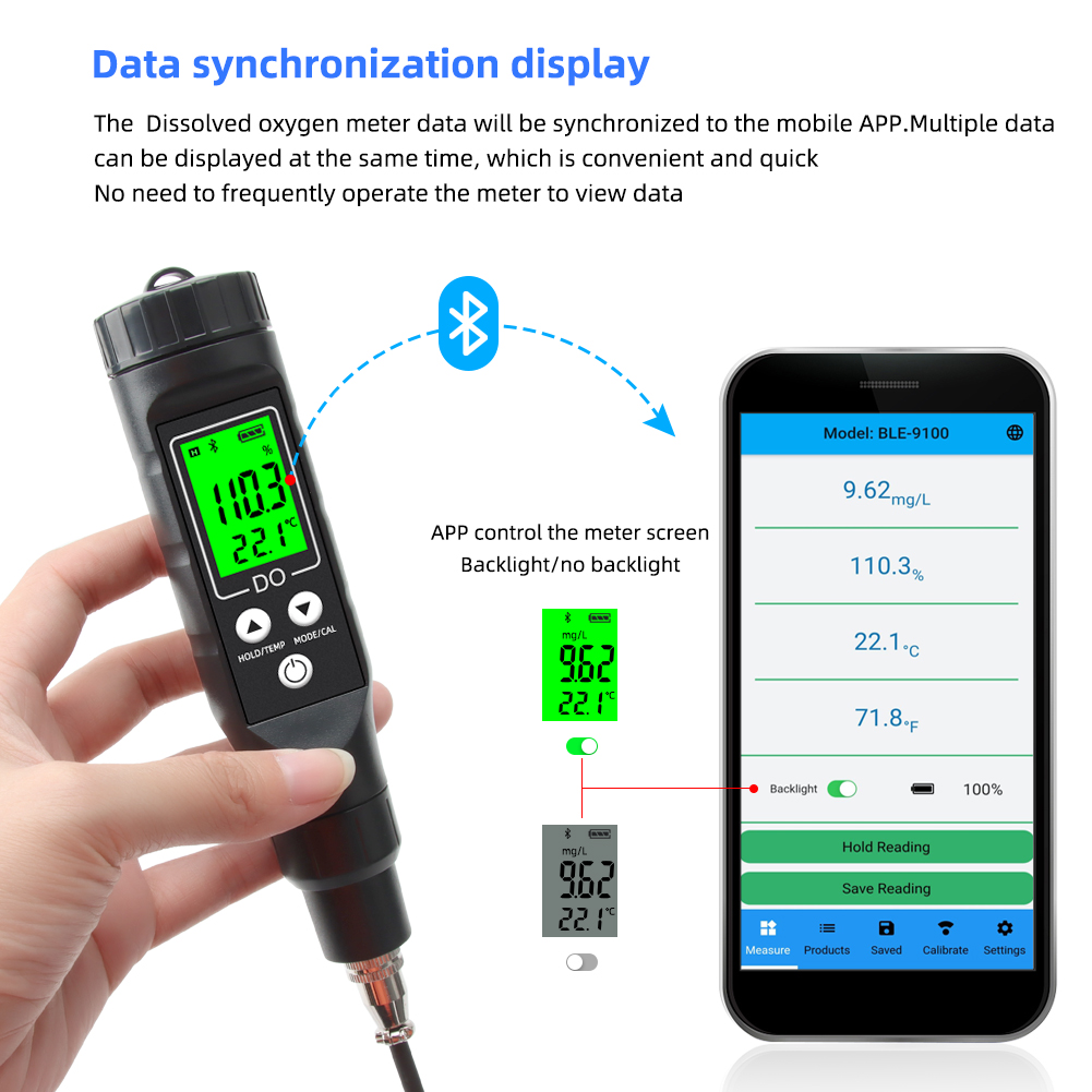 Do Oxygen Meter - Miernik tlenu rozpuszczonego BLE-9100 Bluetooth 0.0-30.0mg/L,